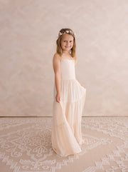 Clara Chiffon Girls Maxi Dress Champagne - A Little Lacey