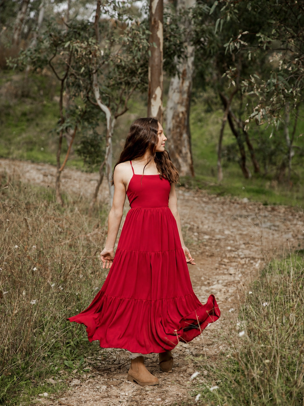 Clara Girls Red Maxi Dress