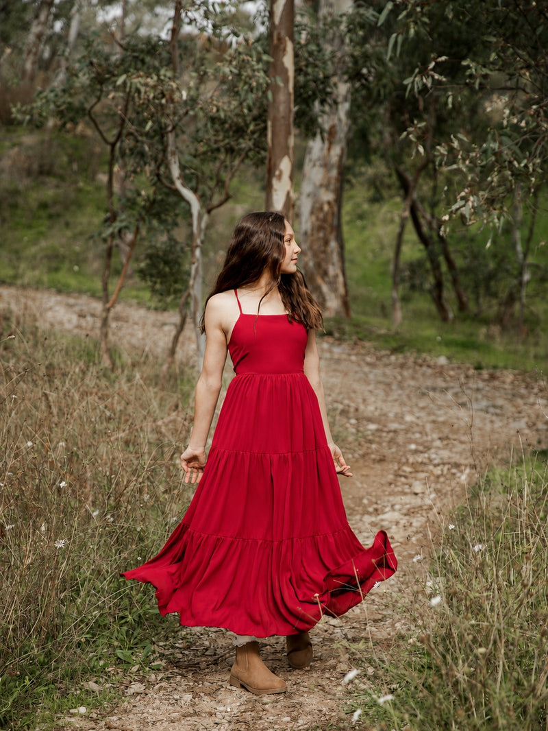 Clara Girls Red Maxi Dress - A Little Lacey