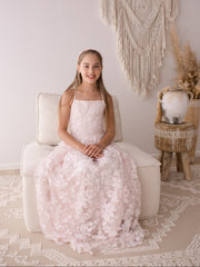 Clarissa Light Pink 3D Flower Girl Dress - A Little Lacey