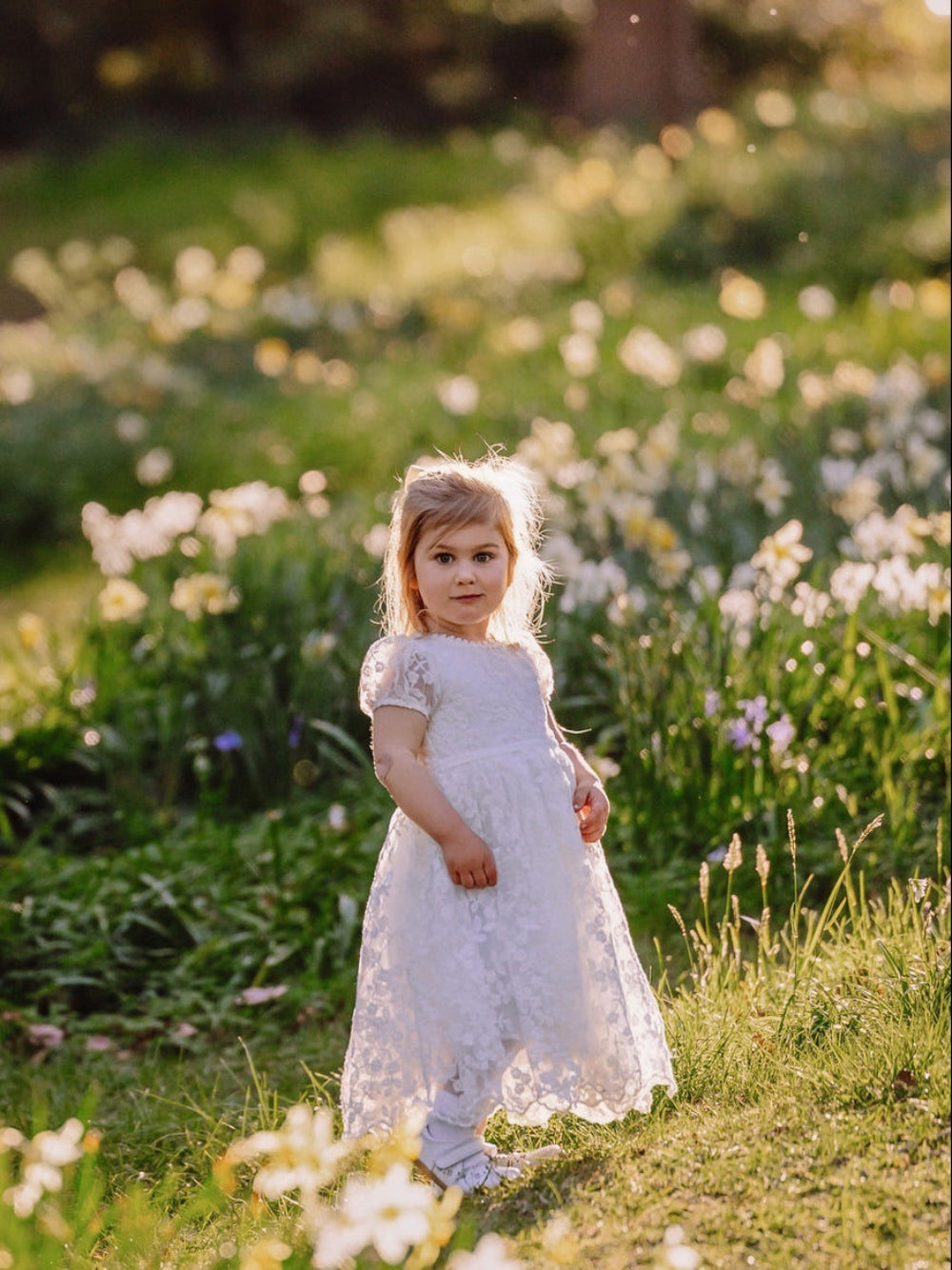 Girls white Communion dress with embroidery