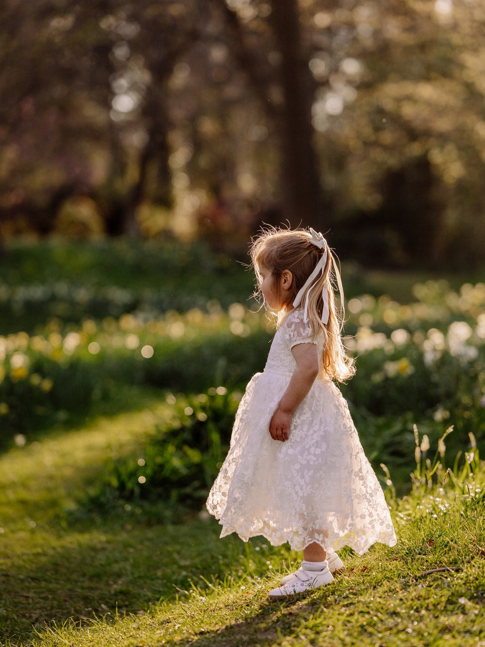 Clementine girls ivory embroidered dress
