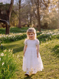 White embroidered special occasion dress for girls