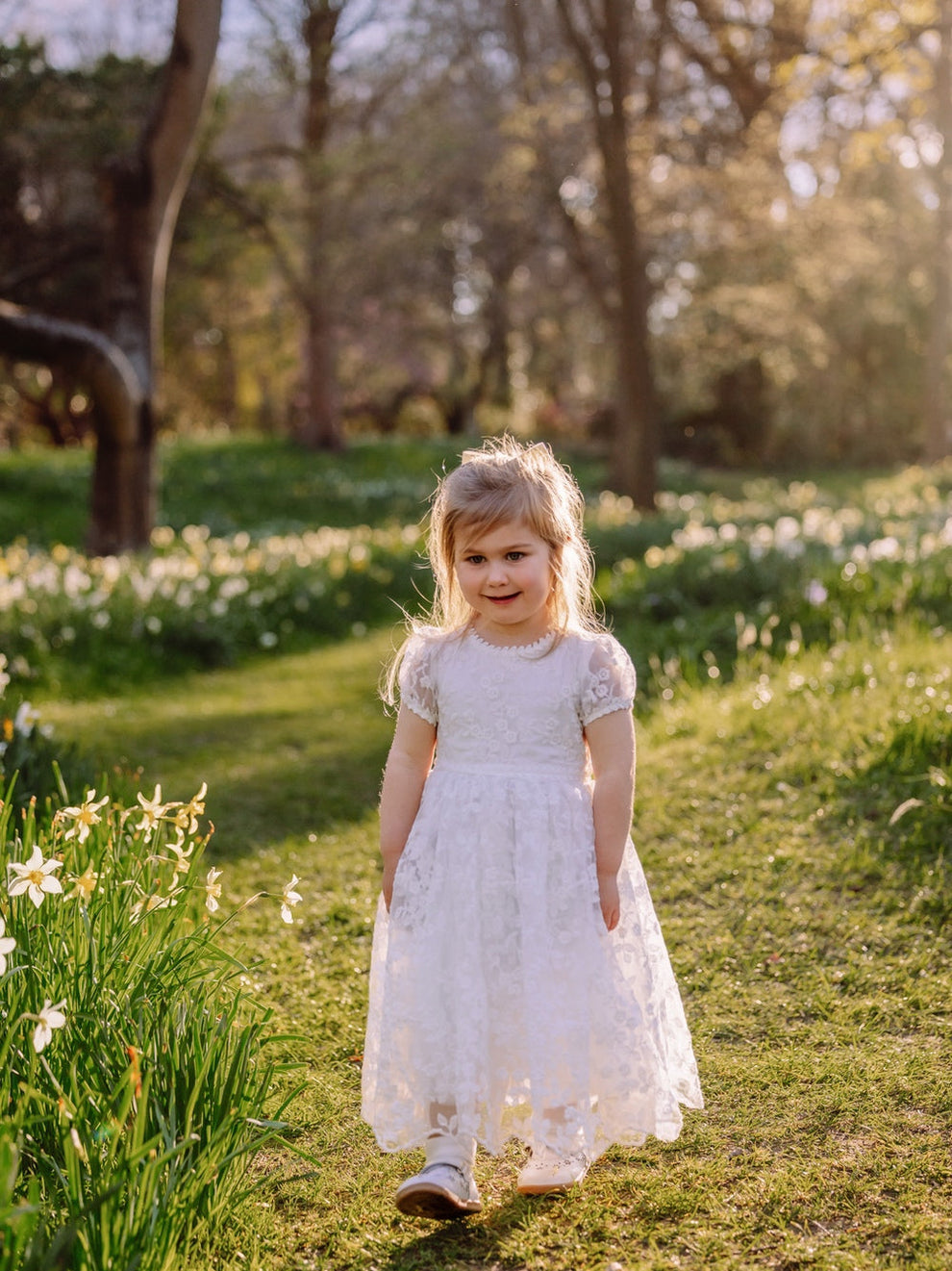 White embroidered special occasion dress for girls