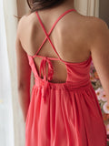Coral pink junior bridesmaid dress for girls