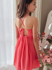 Cora Girls Coral Dress - A Little Lacey