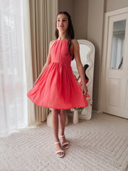Cora Girls Coral Dress - A Little Lacey