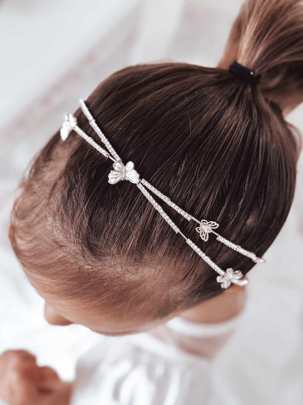 Dancing Butterfly Gold Headband - Tiaras and HeadpiecesClose-up of gold butterfly headband with sparkling details