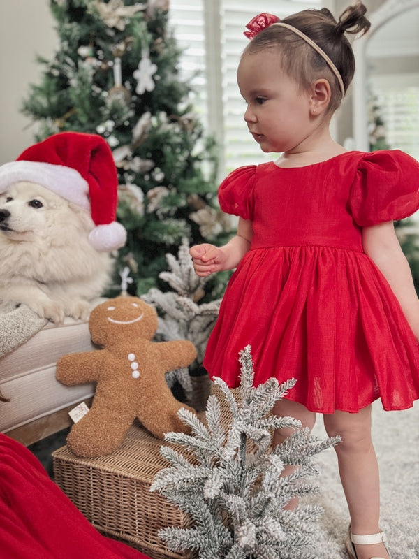 Delia Red Christmas Baby Romper - Christmas Dresses and Rompers