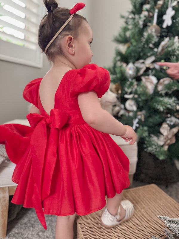 Delia Red Christmas Baby Romper - A Little Lacey