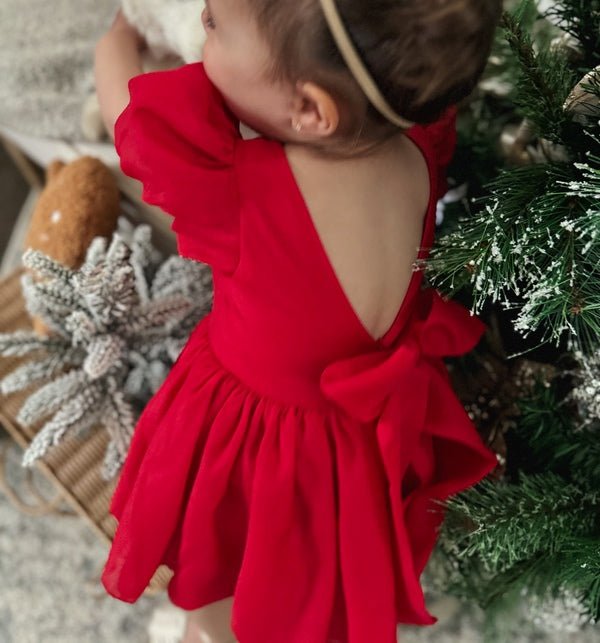 Delia Red Christmas Baby Romper