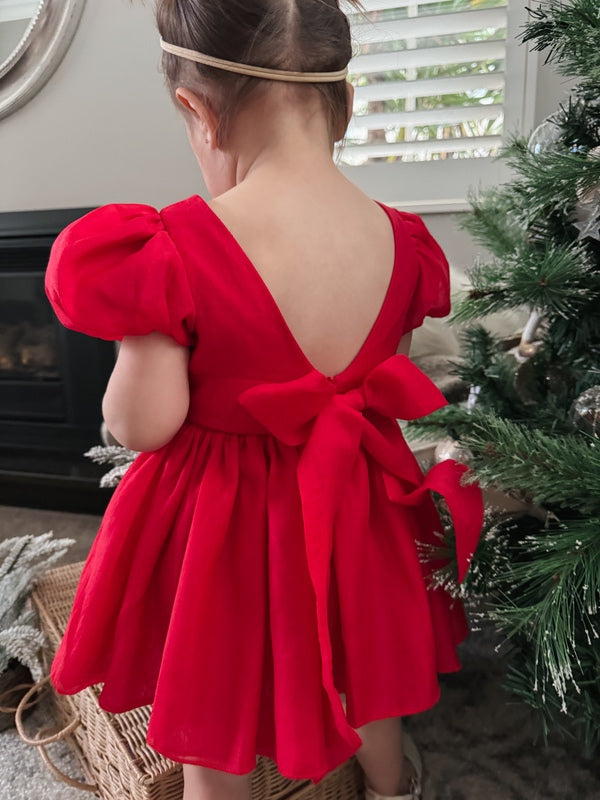 Delia Red Christmas Baby Romper - A Little Lacey