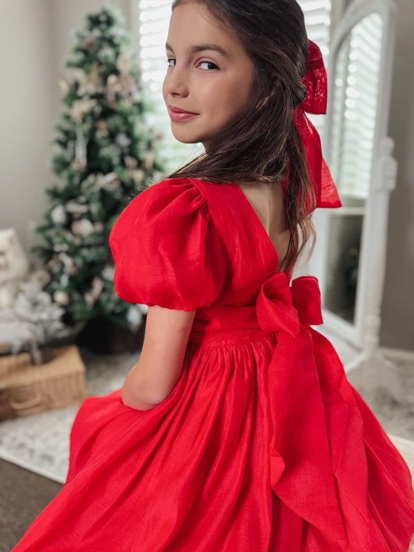 Delia Girls Red Christmas Dress – A Little Lacey