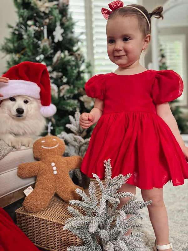 Delia Red Christmas Baby Romper - A Little Lacey