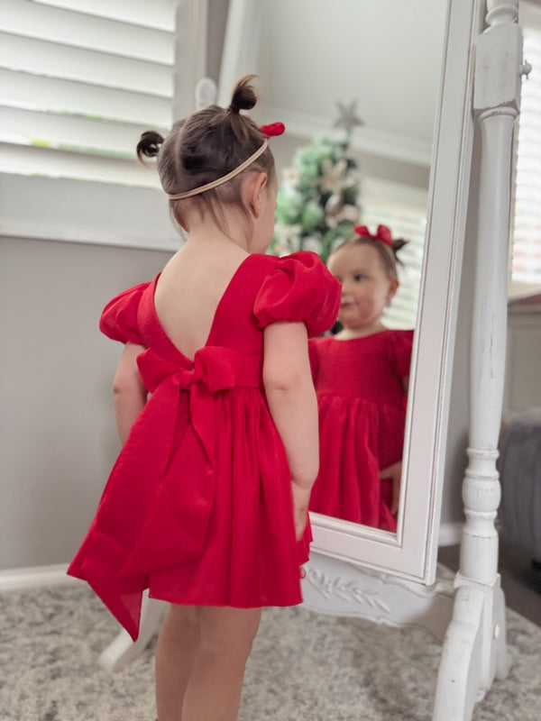 Delia Red Christmas Baby Romper - A Little Lacey