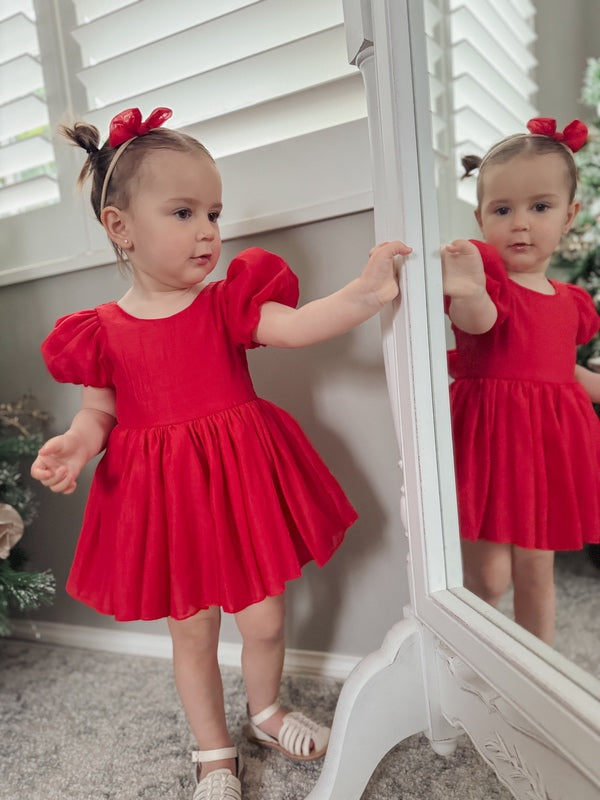 Delia Red Christmas Baby Romper - A Little Lacey