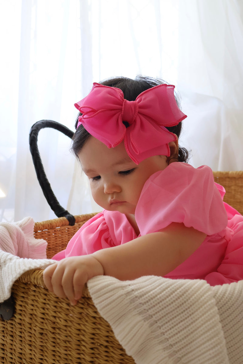 Hot Pink Girls Baby Headband - A Little Lacey