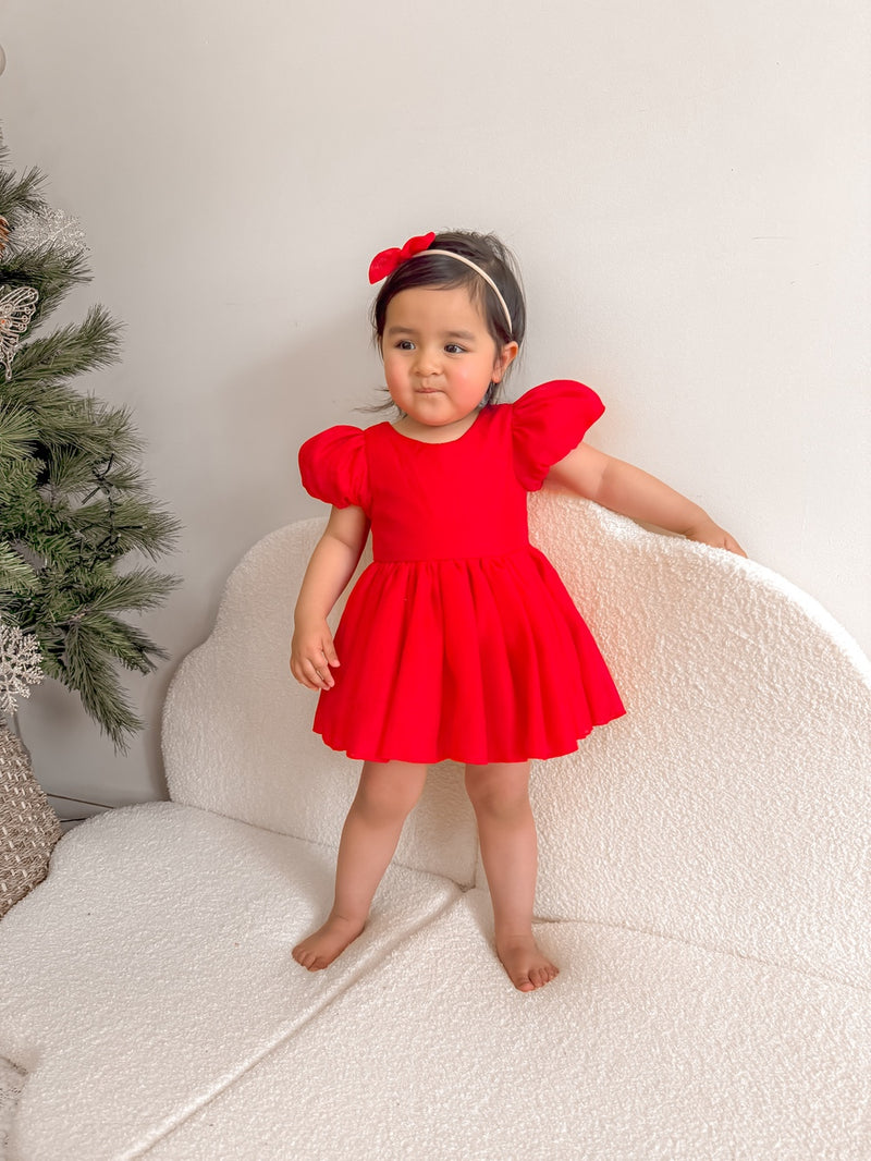 Delia Red Christmas Baby Romper - A Little Lacey