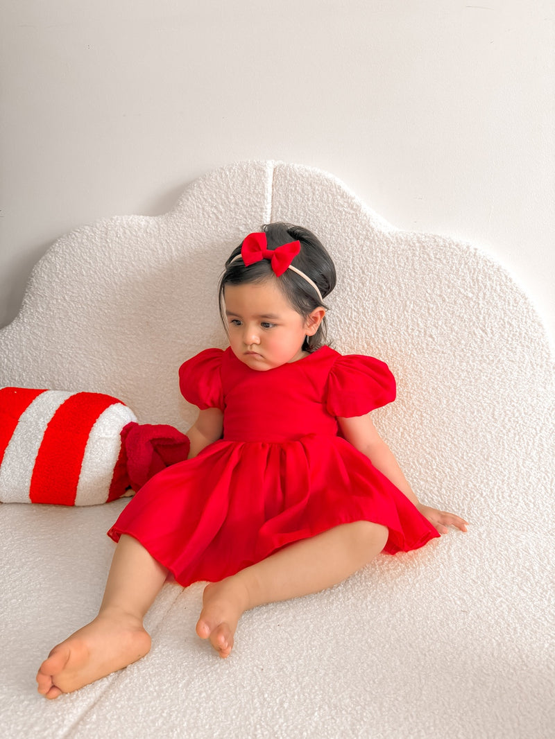 Delia Red Christmas Baby Romper - A Little Lacey