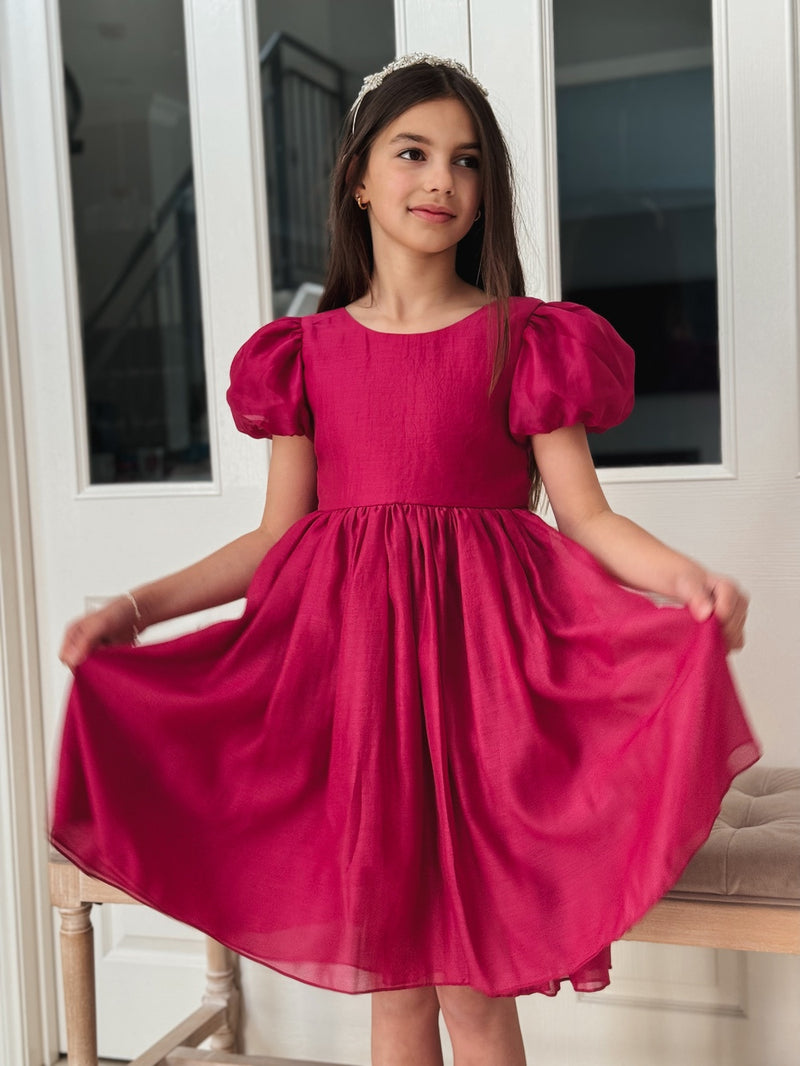 Delia Girls Fuchsia Dress - A Little Lacey