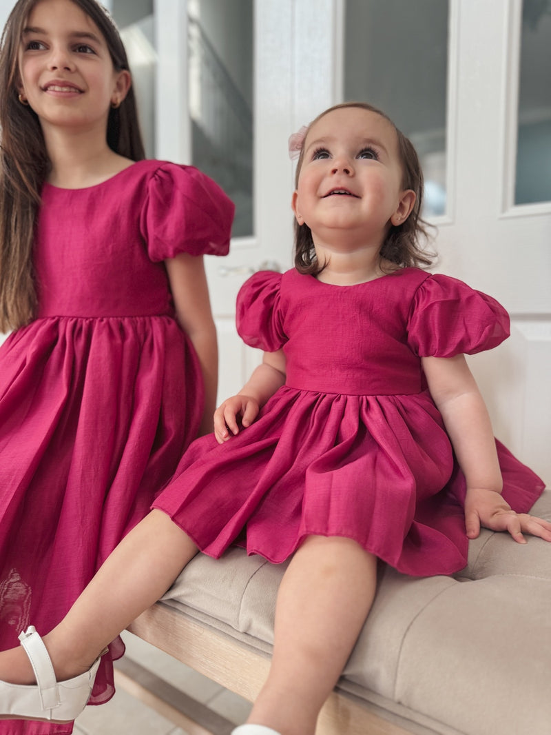 Delia Fuchsia Baby Dress - A Little Lacey