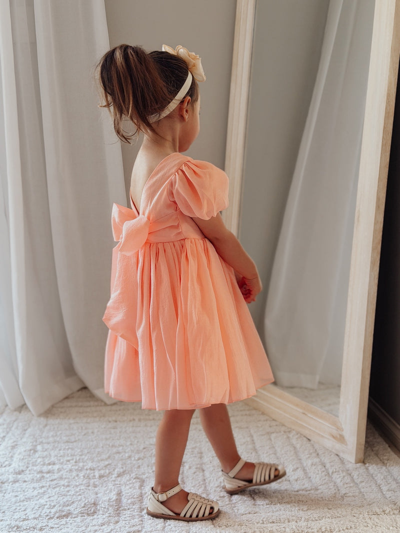 Delia Girls Peach Dress - A Little Lacey