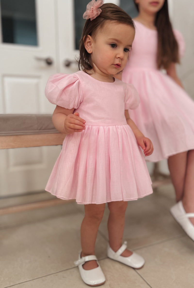 Delia Light Pink Baby Dress - A Little Lacey