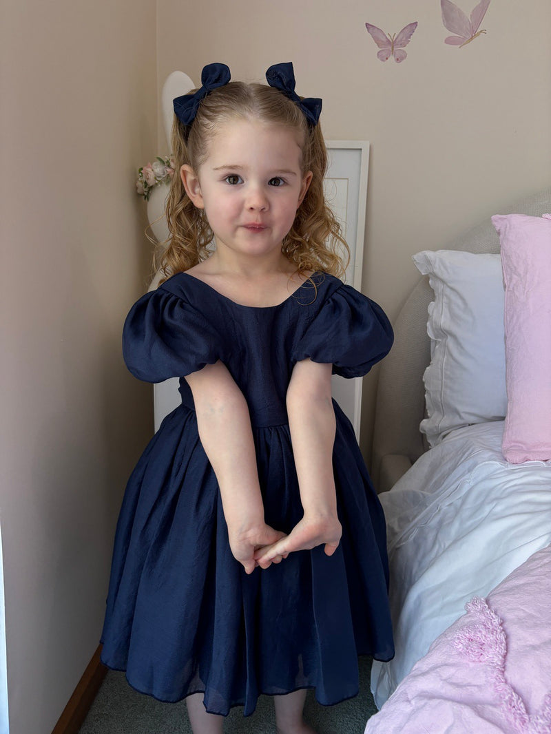 Delia Girls Navy Blue Dress - A Little Lacey