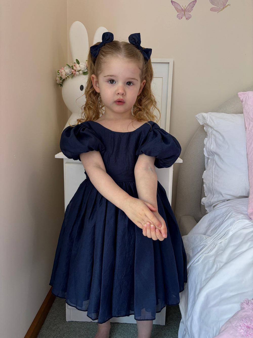 Delia Girls Navy Blue Dress - A Little Lacey · Photo 12 of 13