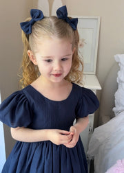 Navy Blue Elegance Hair Bows - A Little Lacey