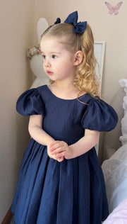 Delia Girls Navy Blue Dress - A Little Lacey