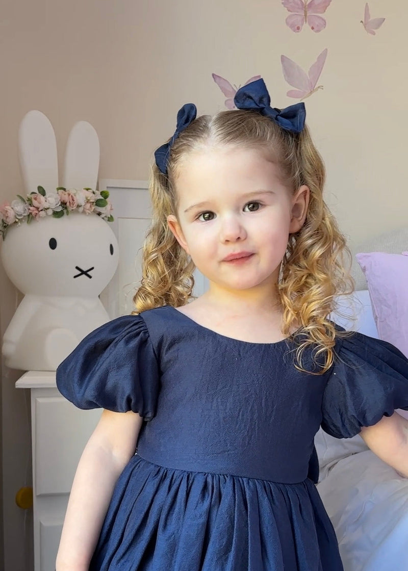 Navy Blue Elegance Hair Bows - A Little Lacey