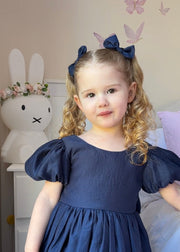 Navy Blue Elegance Hair Bows - A Little Lacey