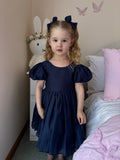 Delia Girls Navy Blue Dress - A Little Lacey · Photo 13 of 13