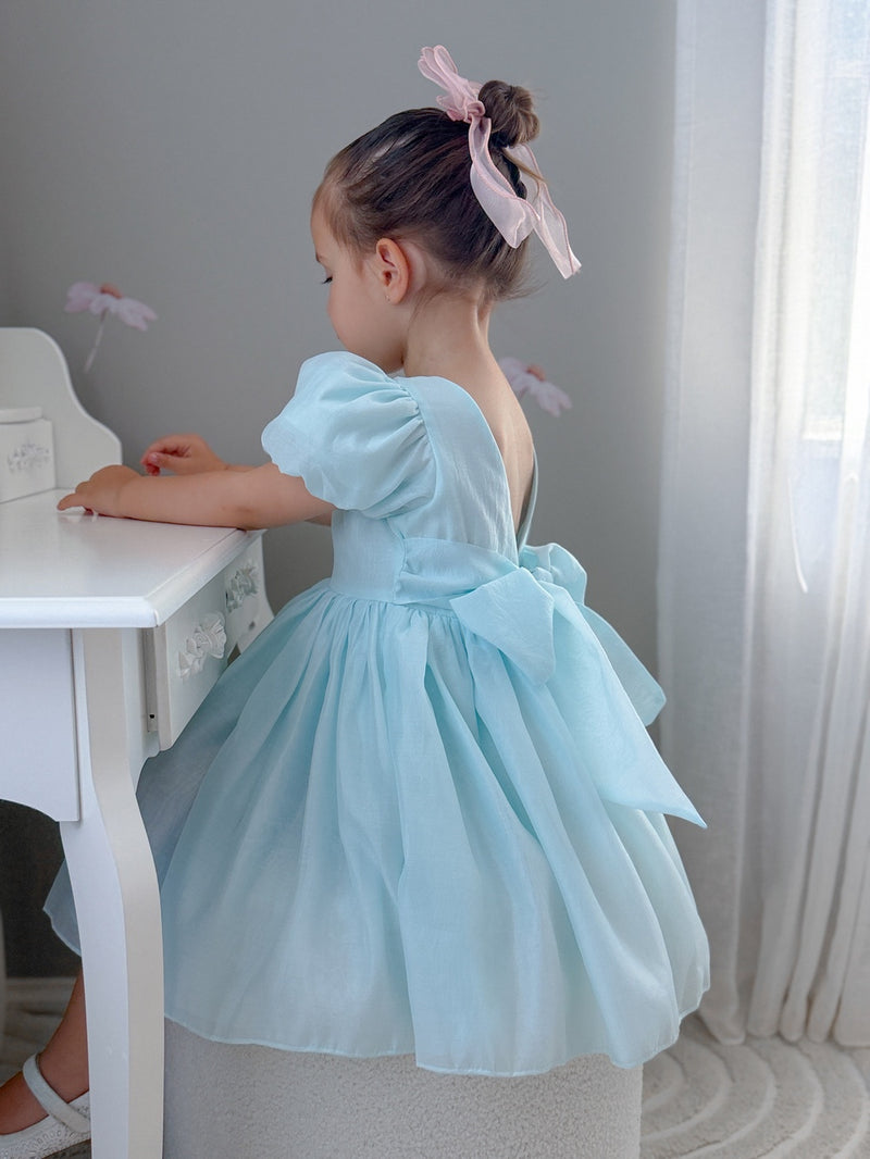 Delia Girls Pale Blue Dress - A Little Lacey