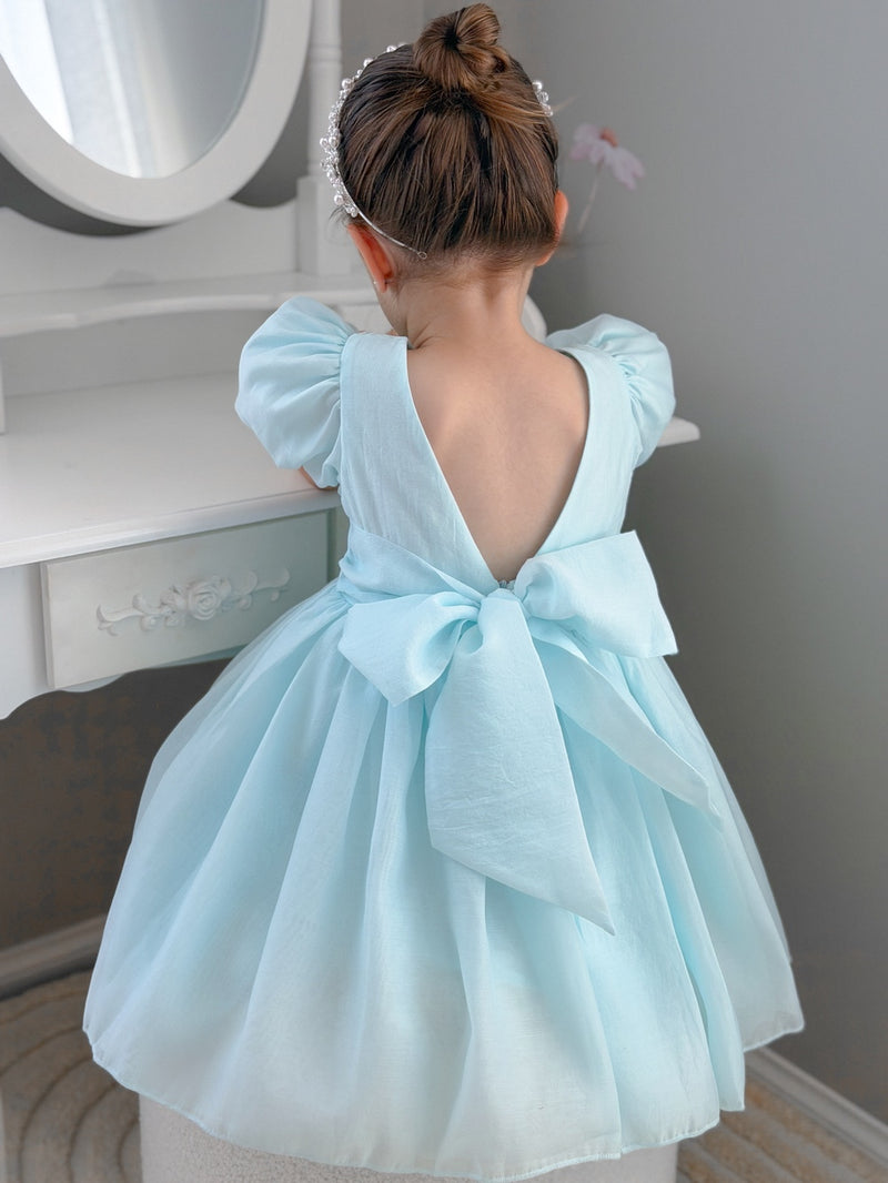 Delia Girls Pale Blue Dress - A Little Lacey