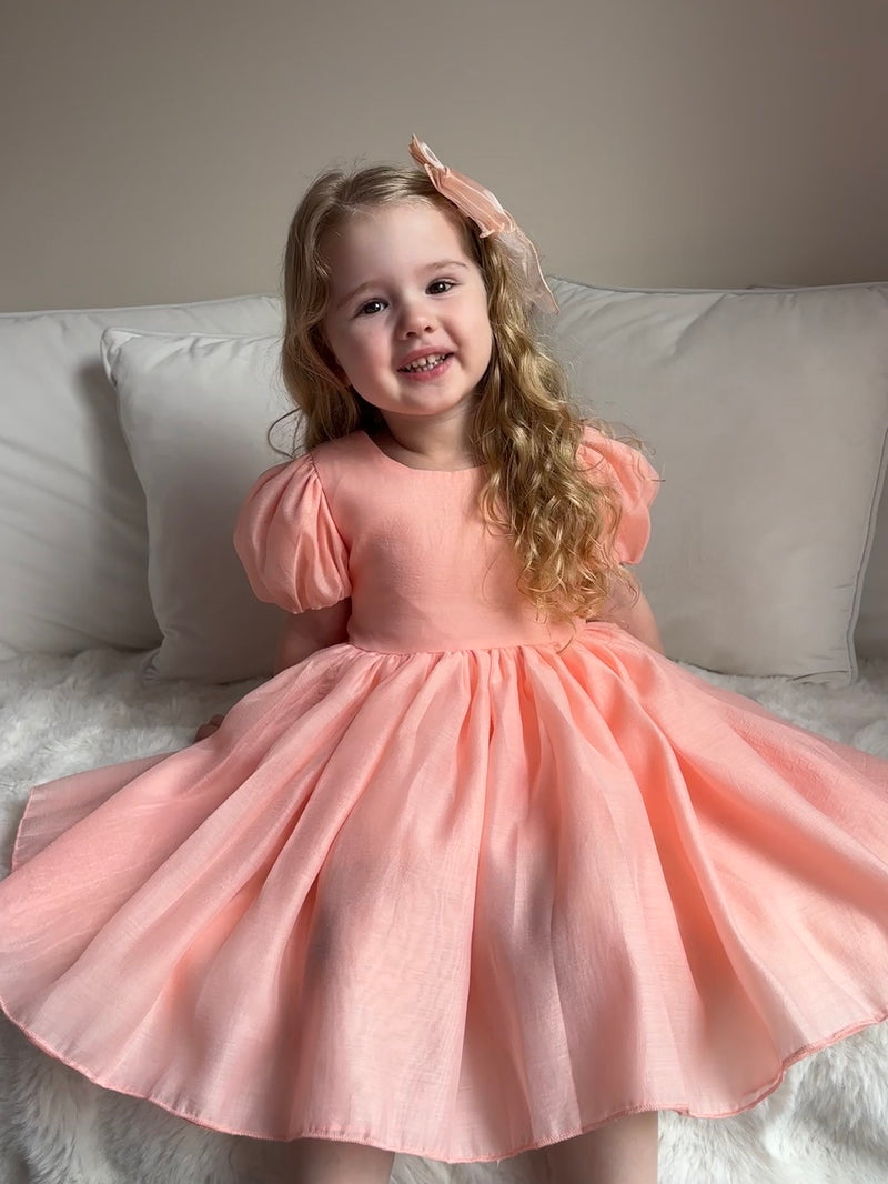 Delia Girls Peach Dress - A Little Lacey