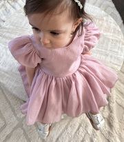 Delia Dusty Pink Baby Dress - A Little Lacey