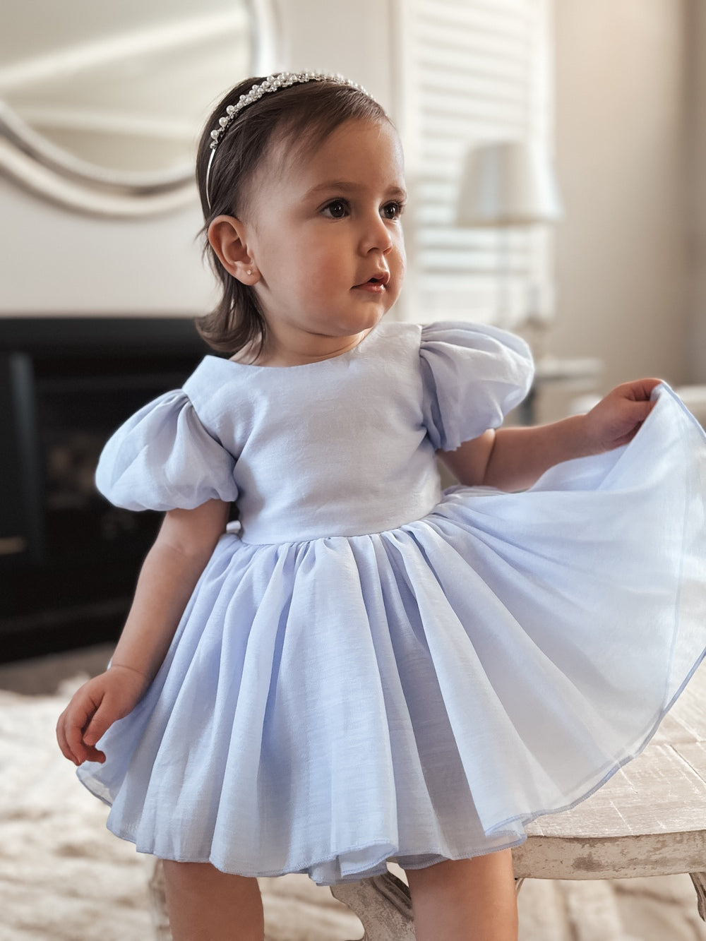 Delia Light Blue Baby Dress – A Little Lacey - Main Image