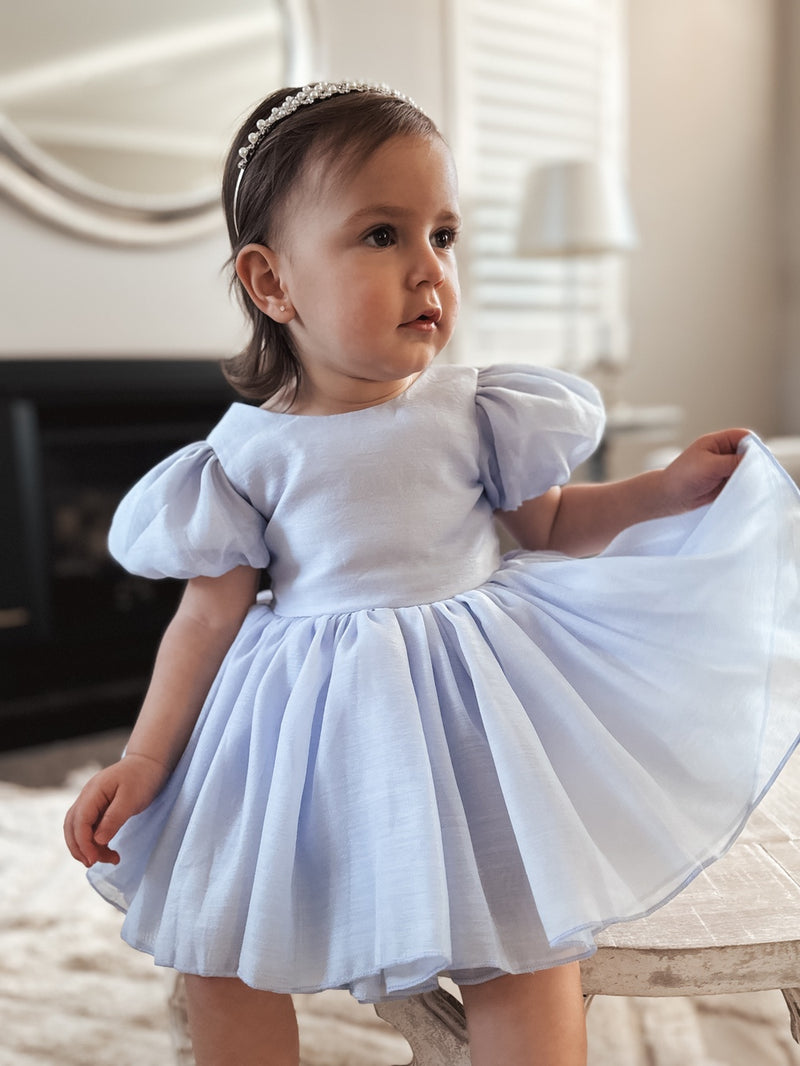 Delia Light Blue Baby Dress - A Little Lacey