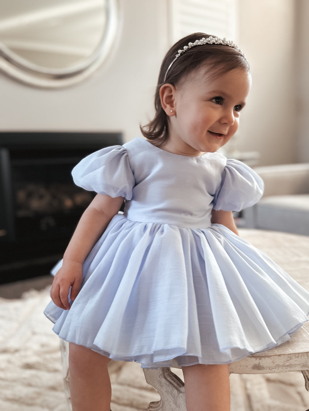 Delia Light Blue Baby Dress – A Little Lacey - Main Image