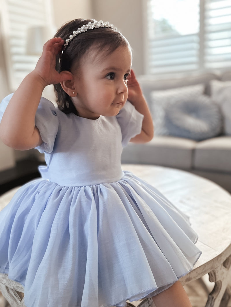 Delia Light Blue Baby Dress - A Little Lacey