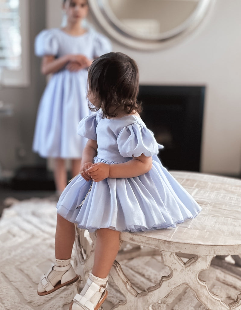 Delia Light Blue Baby Dress - A Little Lacey