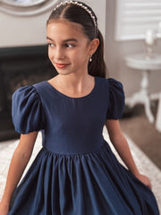 Delia Girls Navy Blue Dress - A Little Lacey