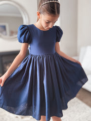 Delia Girls Navy Blue Dress - A Little Lacey