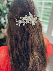 Delilah Silver Flower Hair Clip - A Little Lacey