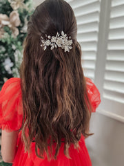 Delilah Silver Flower Hair Clip - A Little Lacey