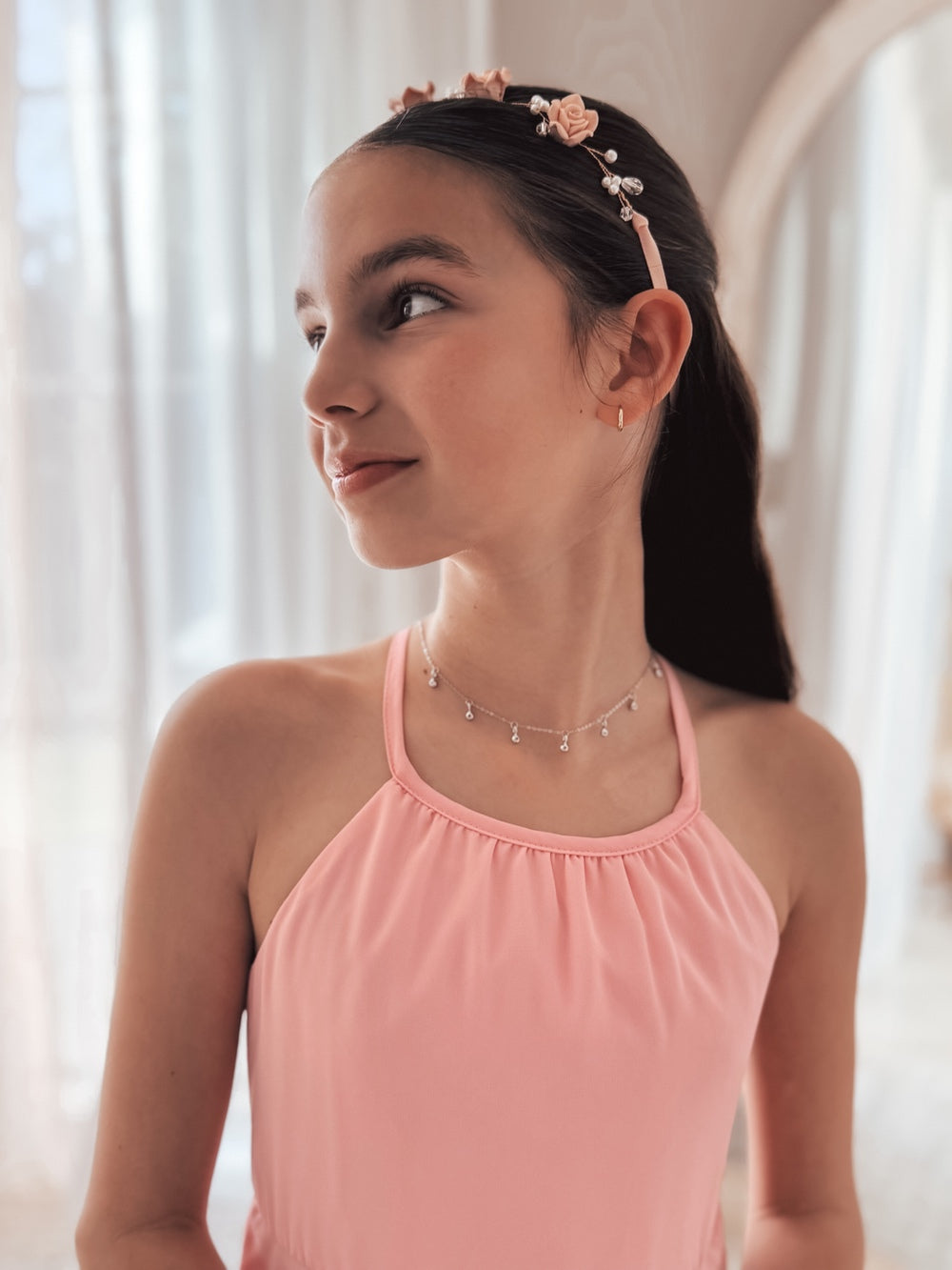 Dewdrop Sparkle Girls Silver Necklace - All ProductsDiamante charm detail on silver girls necklace for special occasions