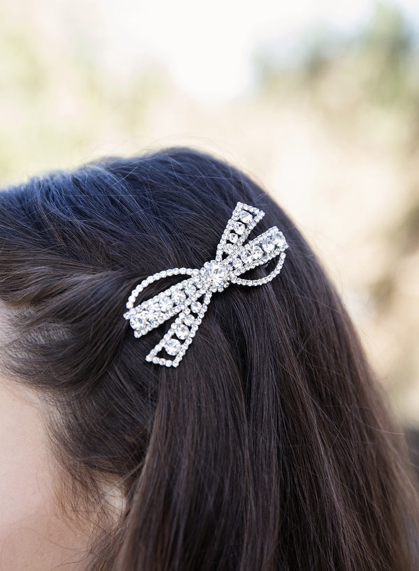Diamante Crystal Bow Hairclip - Bows and Hairclips