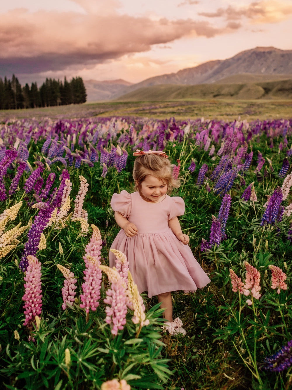 Dusty pink birthday dress for girls